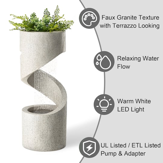 Glitzhome® 31" Curving Shaped Outdoor Fountain with LED Light